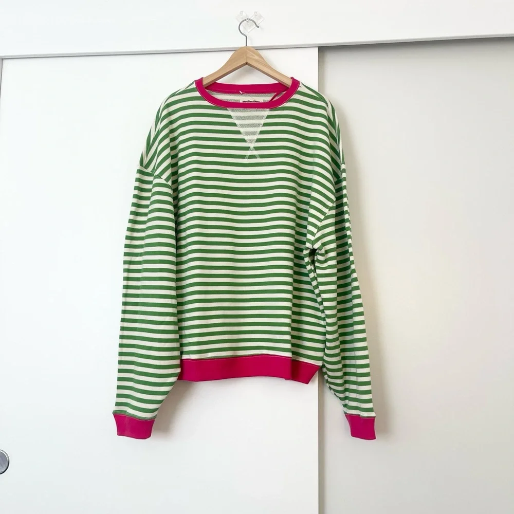 NWOT Free People Classic Striped Oversized Crewneck Pullover Size Medium